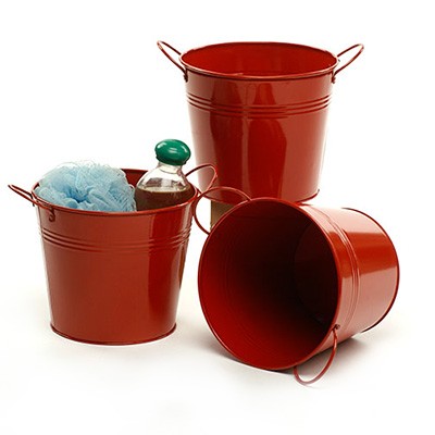 6 1/2" Red Painted Pail w/Side Handles