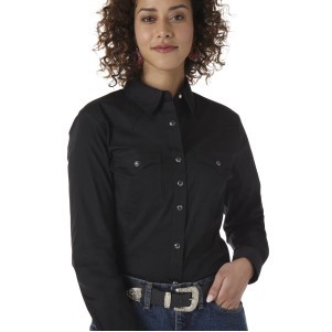 Wrangler® Women's Black Long Sleeve Solid Shirt