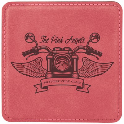 4" x 4" Pink Leatherette Coaster