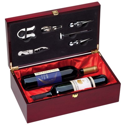 Rosewood Piano Finish Double Wine Presentation Set (No Wine)