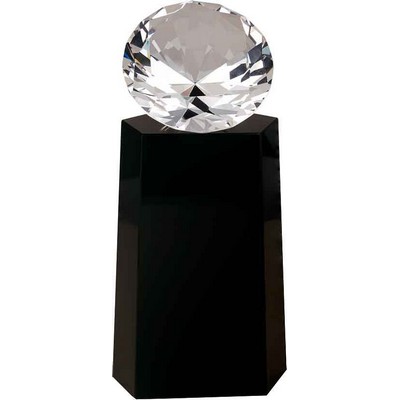 7 3/4" Crystal Diamond on Black Crystal Pedestal