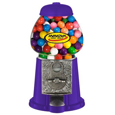 Purple 9" Metal w/Glass Gumball / Candy Dispenser Machine w/ Full Color Logo