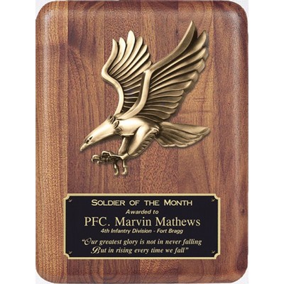 American Walnut Finish Plaque with Cast Metal Eagle, 8"x10"