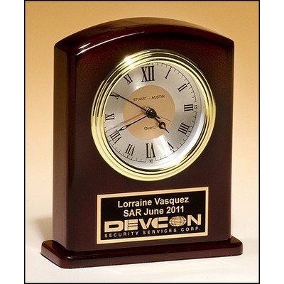 Airflyte® High Gloss Rosewood-Finish Clock w/Diamond-Spun Dial & Three Hand Movement