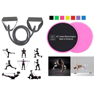 Kidder Exercise Band + Fitness Sliders (Pink)