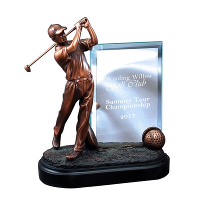 9" Bronze Electroplated Male Golfer Trophy