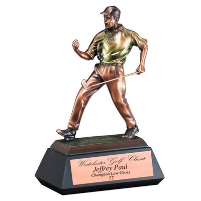 12" Bronze Electroplated Male Golf Trophy