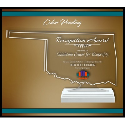 15" Oklahoma Clear Acrylic Award with Color Print