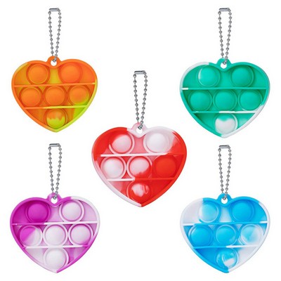 Multicolor Heart Shape Push Popping Bubble Keychain