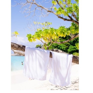 Terry/Velour Hemmed White Beach Towel (28"X58")