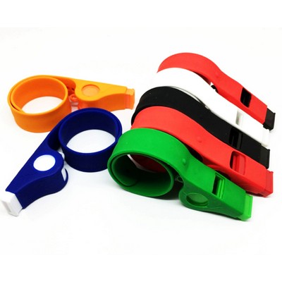 Silicone Slap Wristband with Whistle