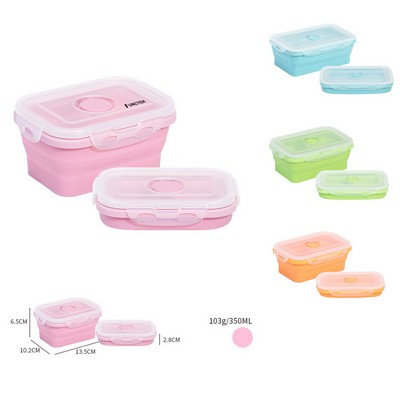 350ml Silicone Folding Lunch Box Collapsible Bowl Bento Lunch Box W/Lid and Air Plug