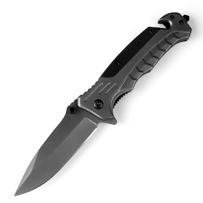 Tactical Survival Knife w/Seatbelt Cutter & Glass Breaker