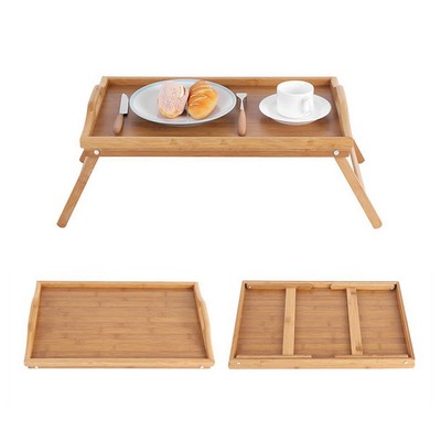 Portable Rectangular Bamboo Wood Bed Tray Laptop Desk Stand