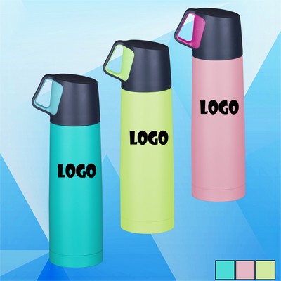 17 Oz Double Glass Sports Bottle w/ Cup Cover