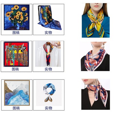 Customized 21¡° Square Neckerchief Handbag Handle Ribbon Scarf Band Hair Head Decoration