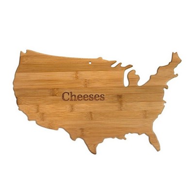 Usa Shaped Bamboo Cutting Board