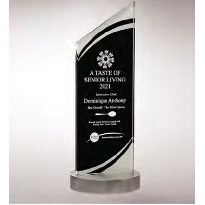 Zenith Series Black Silk Screened Glass w/Frosted Accent On Heavy Aluminum Base (3.5''x 10.875'')