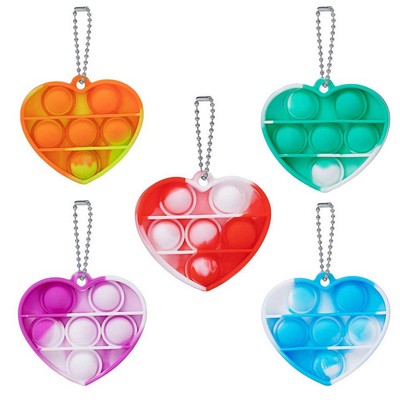 Heart Push Bubble Pops Fidget Keychain