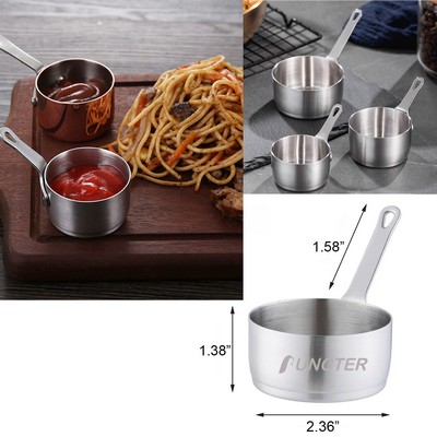 3 Oz 304 Stainless Steel Mini Dipping Sauce Cups With Handle - Silver