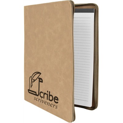 9 1/2" x 12" Zipable Laserable Leatherette Portfolio with Notepad