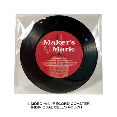 1-Sided Mini Record Coasters - Set of 1 - Clear Cello Pouch (No Imprint)