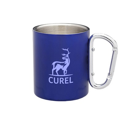 10 oz. Warden Carabiner Handle Stainless Steel Mug (1 Color Imprint)