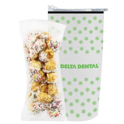 Promo Revolution - 20 Oz. Straight Tumbler w/ Plastic Liner Gift Set w/ Sugar Cookie Crunch Popcorn