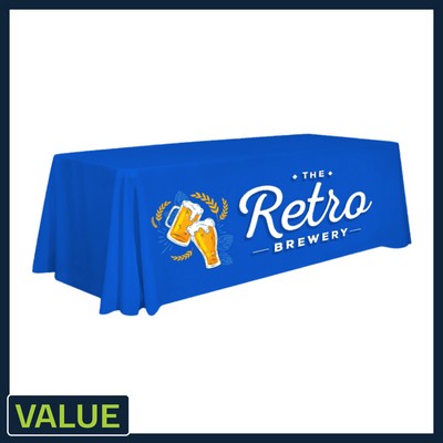 Value - 8 ft. x 30"Top x 29"H - 4 Sided Hemmed Standard Table Throw(FRONT PRINT ONLY)Dye Sublimation