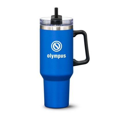 Compeer Handle Travel Mug w/Straw - 40oz Royal Blue