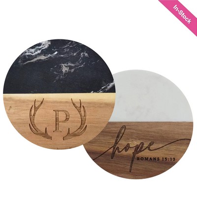 Wood Marble Coaster Round - OCEAN