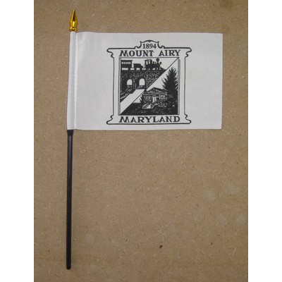 6"x8" Hand Held Logo Flag With 14" Plastic Pole