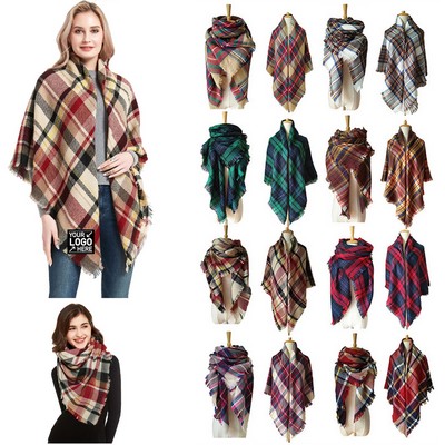 Square Tartan Wrap Shawl