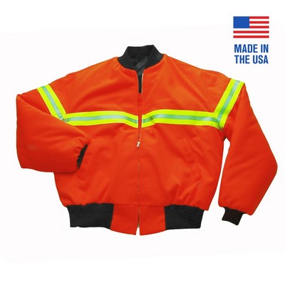 Polyester Oxford Fluorescent Orange Tanker Jacket w/Tape - (Domestic)