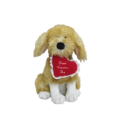 Custom Plush Valentine Dog w/ Heart in Mouth