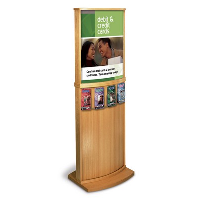 Solid Oak Convex Floor Poster Stand (2 Sided)