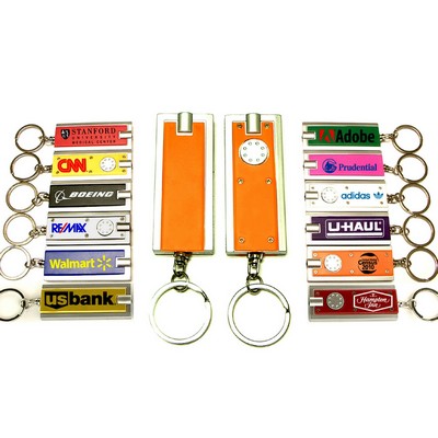 Mini Flash Light w/Super Bright LED & Swivel Key Chain (Orange)