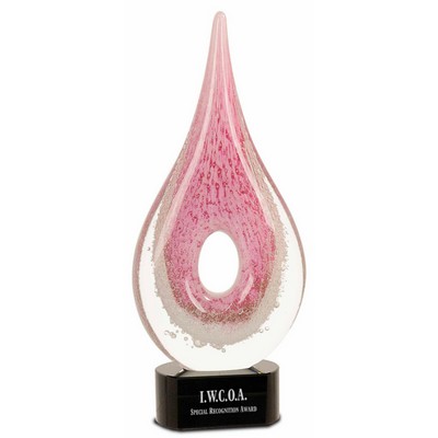 Pink Hole Rain Drop Art Glass