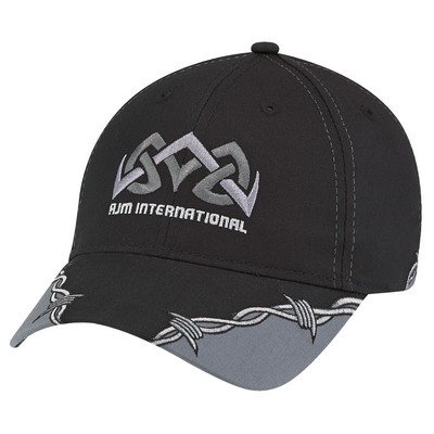 Full-Fit Polycotton Cap w/Contrast Trim & Barbed Wire Accent