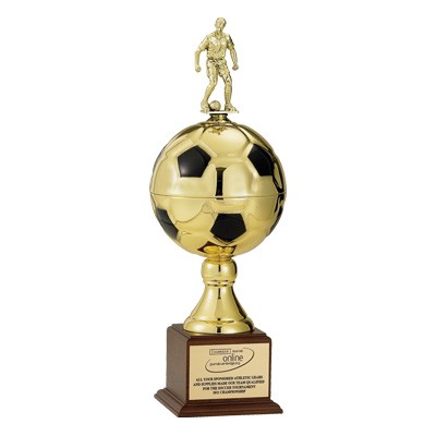 20½" Gold/Black Soccer Ball Trophy w/7" Ball