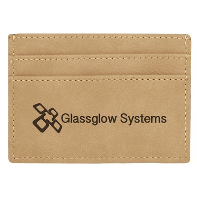 Light Brown Wallet Clip, 4" x 2-3/4" Laserable Leatherette