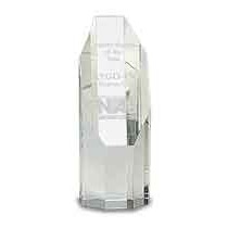 6" Clear Octagon Slant-Top Crystal Tower