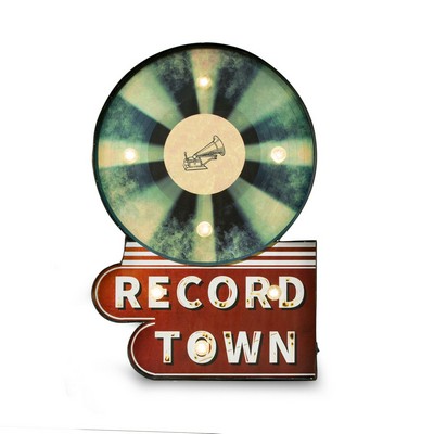 "Record Town" Sign w/Lights