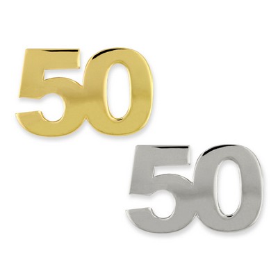 Number 50 Pin Gold or Silver