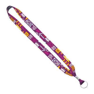 ¾" Dye-Sublimated Lanyard w/Silver Tone Metal Crimp & Split Ring