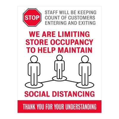 Social Distancing Limited Occupancy Sign Style 10 - (11"x14")