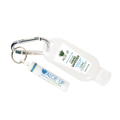 Aloe Up 1.5 oz Sanitizer/Lip Balm Combo with Carabiner