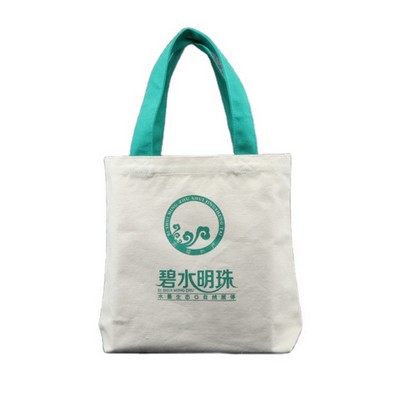 Reusable Cotton Canvas Church Tote Bag w/Colorful Handle