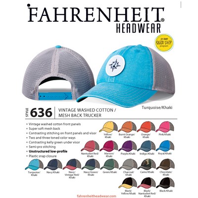 Fahrenheit Vintage Washed Cotton Trucker Hat