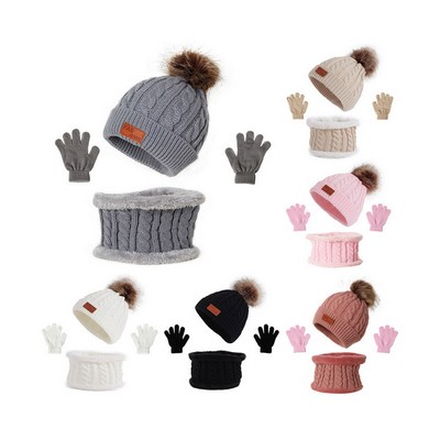 3 in 2 Winter Hat Scarf Glove Set for Kids